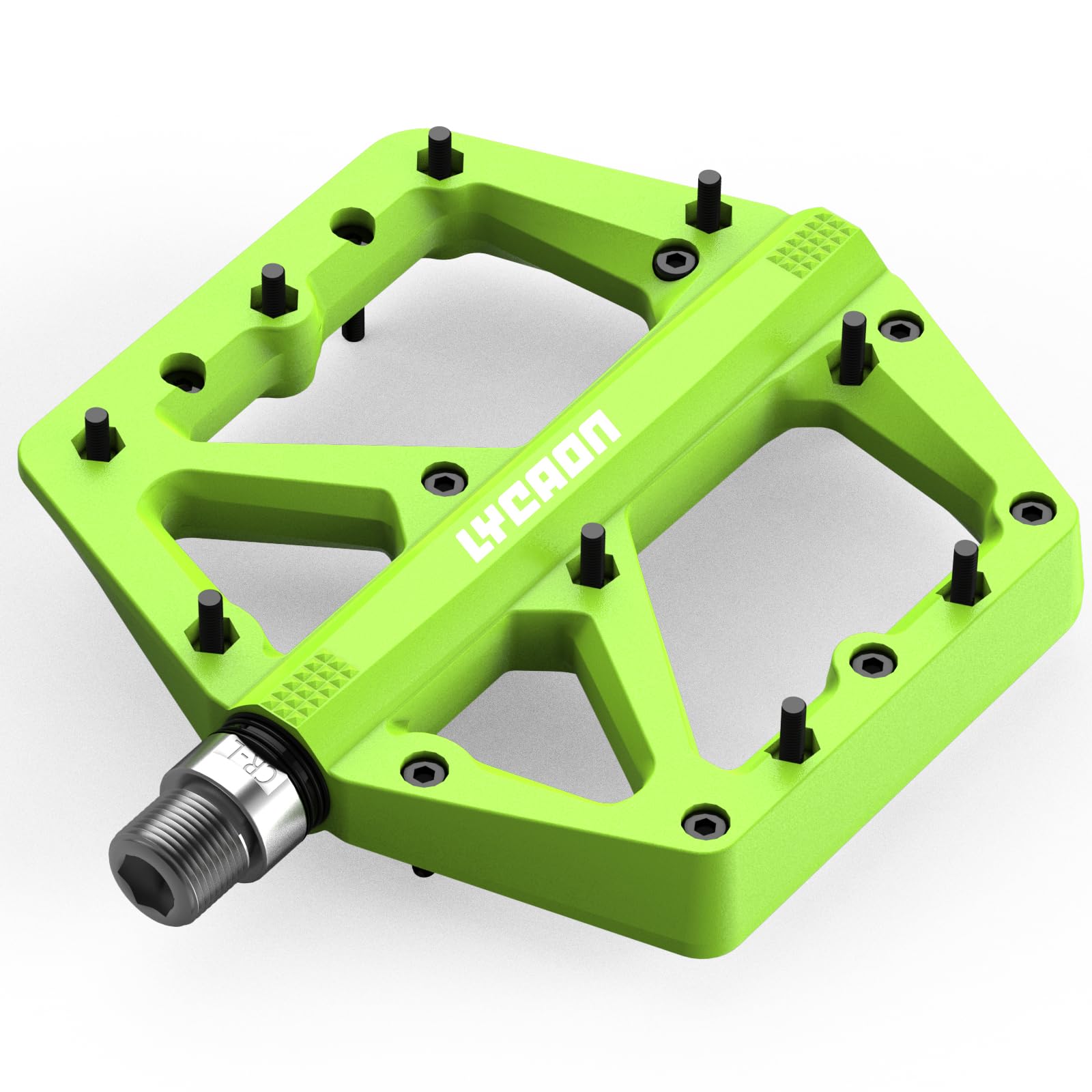 LYCAON Pedali bici da strada/mountain bike, Pedale per Bicicletta Fibra di Nylon Antiscivolo CR-MO, 3 Cuscinetti CNC per 9/16" BMX MTB, Pedali a Piattaforma Piatta Leggeri e Larghi