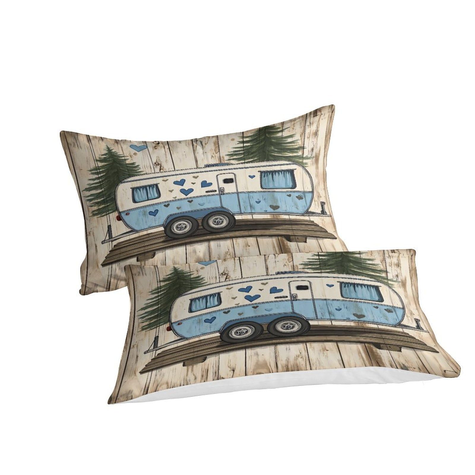 Vintage Camper Funda Edredon Juego de Ropa de Cama de 3 Piezas Impresión 3D Cierre de Vintage Camper Arte Estilo Funda de Edredón Funda de Almohada a Juego for Ancianos Super King（260x220cm）