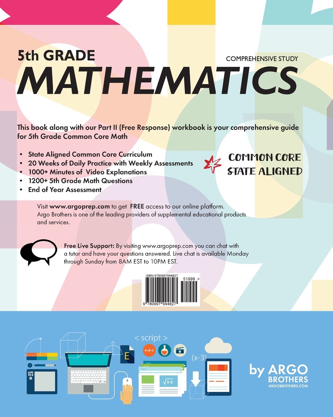 Argo Brothers Math Workbook, Grade 5: Common Core Multiple Choice (5th Grade)