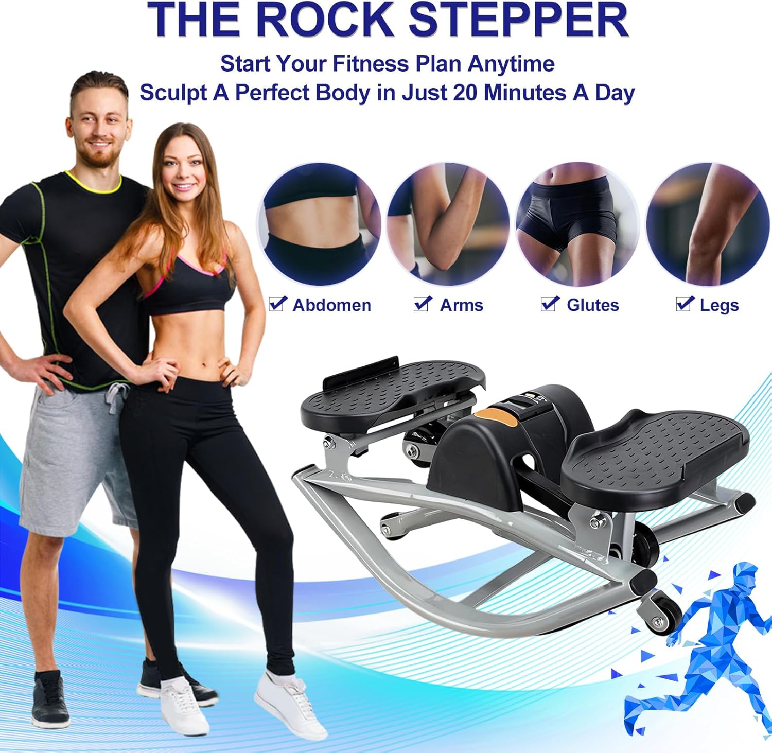 U-Shaped Rock Stepper, Step Rocker Side to Side with Digital Display/Non-Slip Floor Mat, Mini Rock Stepper Machine for Home Workout and Dorm Office