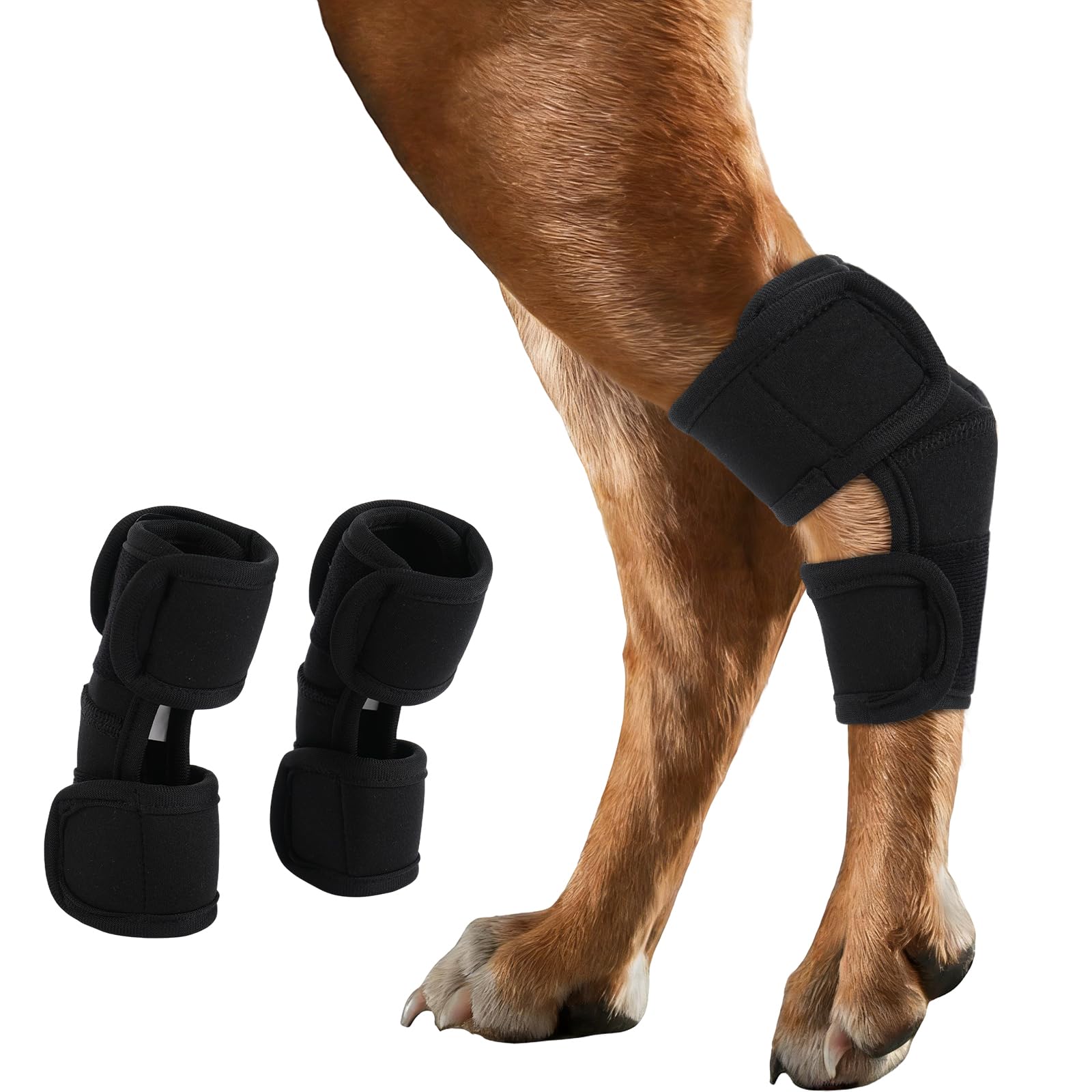 IECOii 1 Pair Dog Brace Leg Wrist Support,Breathble Dog Hock Brace for Hind Front Leg,Compression Joint Support Splint for Sprain,Adjustable Hind Leg Support for Senior Dogs Black,Size XL — image 1