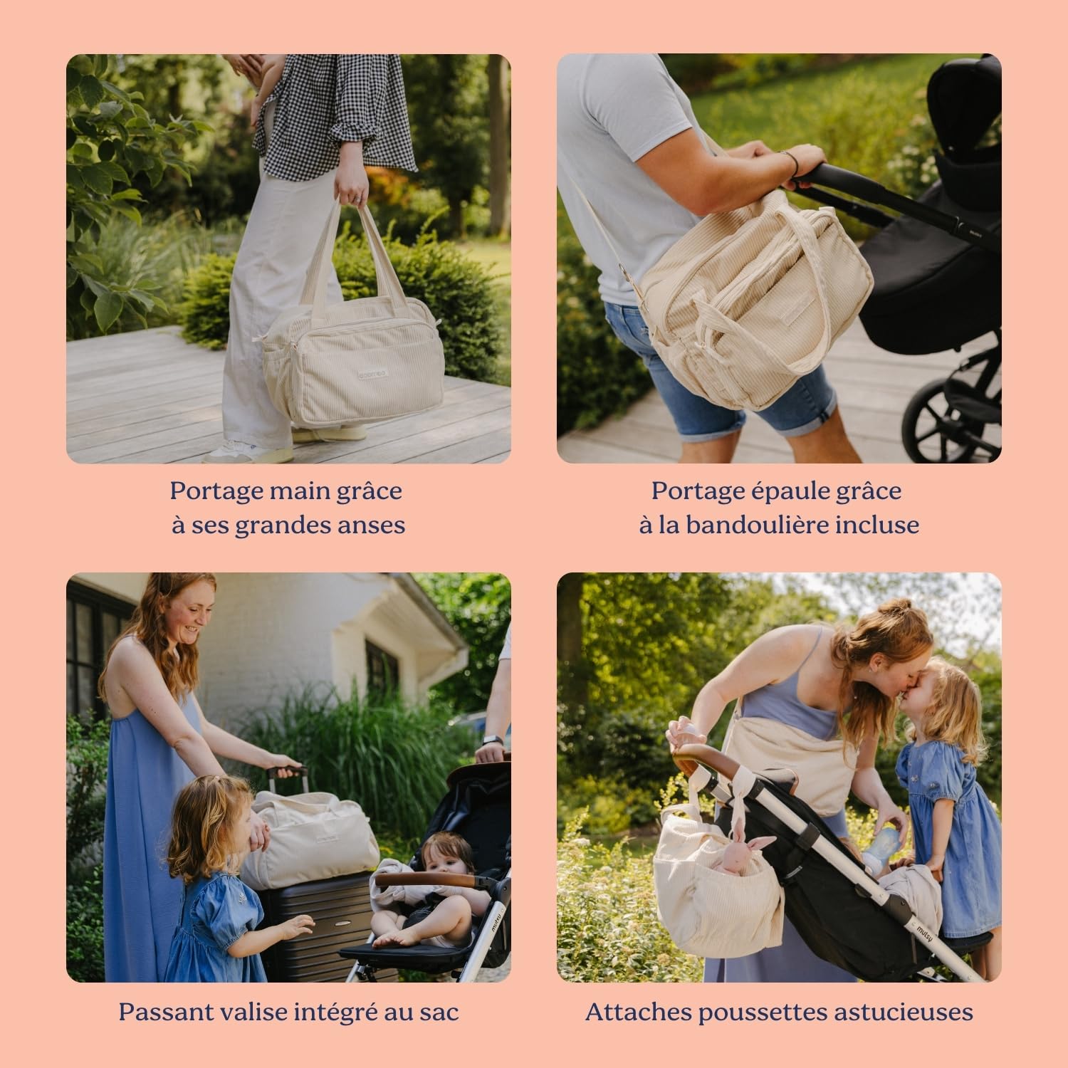 Doomoo Sac à langer Bebe Fluffy 24L Grande Contenance Beige