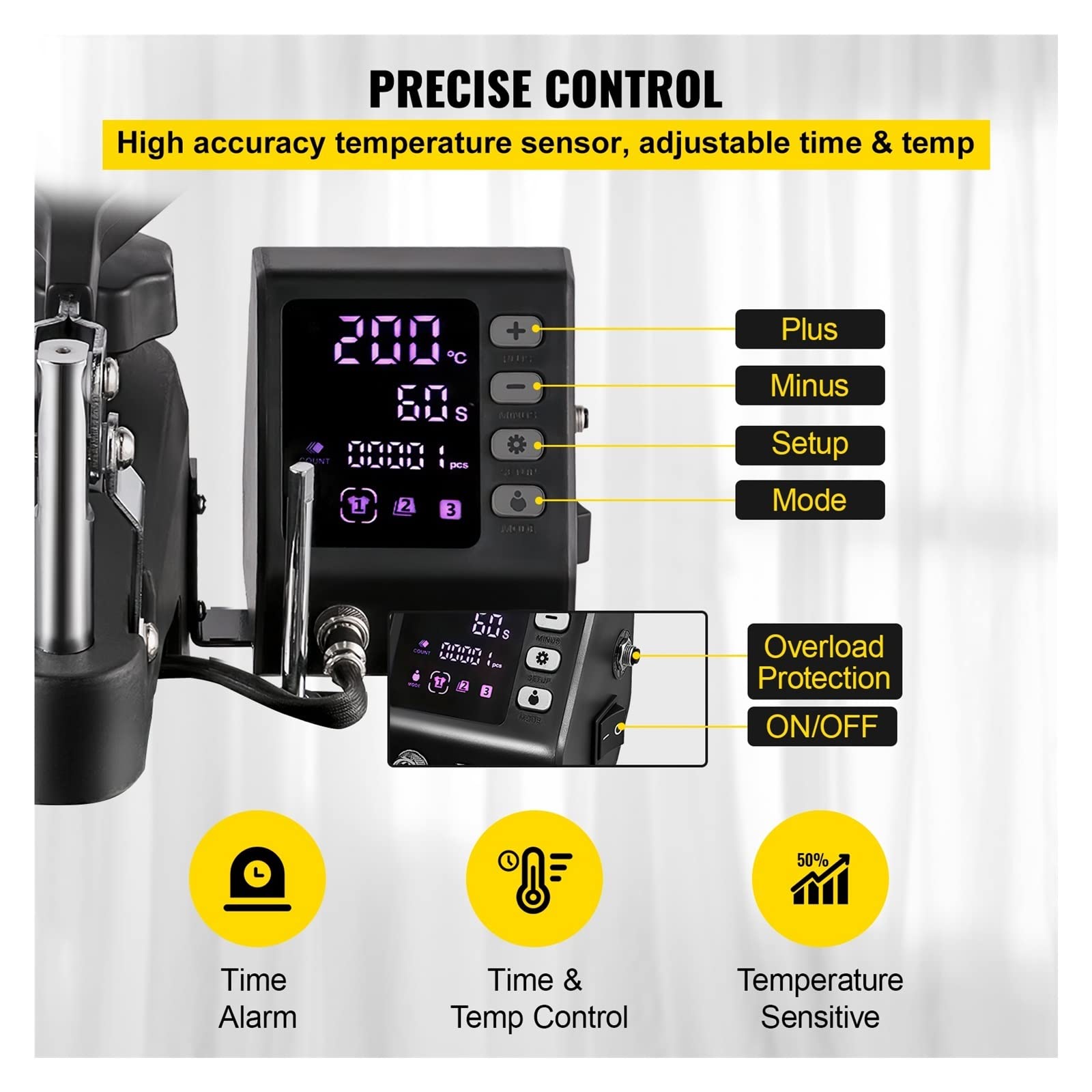 Macchina per Sublimazione della pressa di Calore da 12x15 Pollici 10 in 1 Display a LED aggiornato per Il Riscaldamento Multifunzionale a Doppio Tubo Nero per la Maglietta