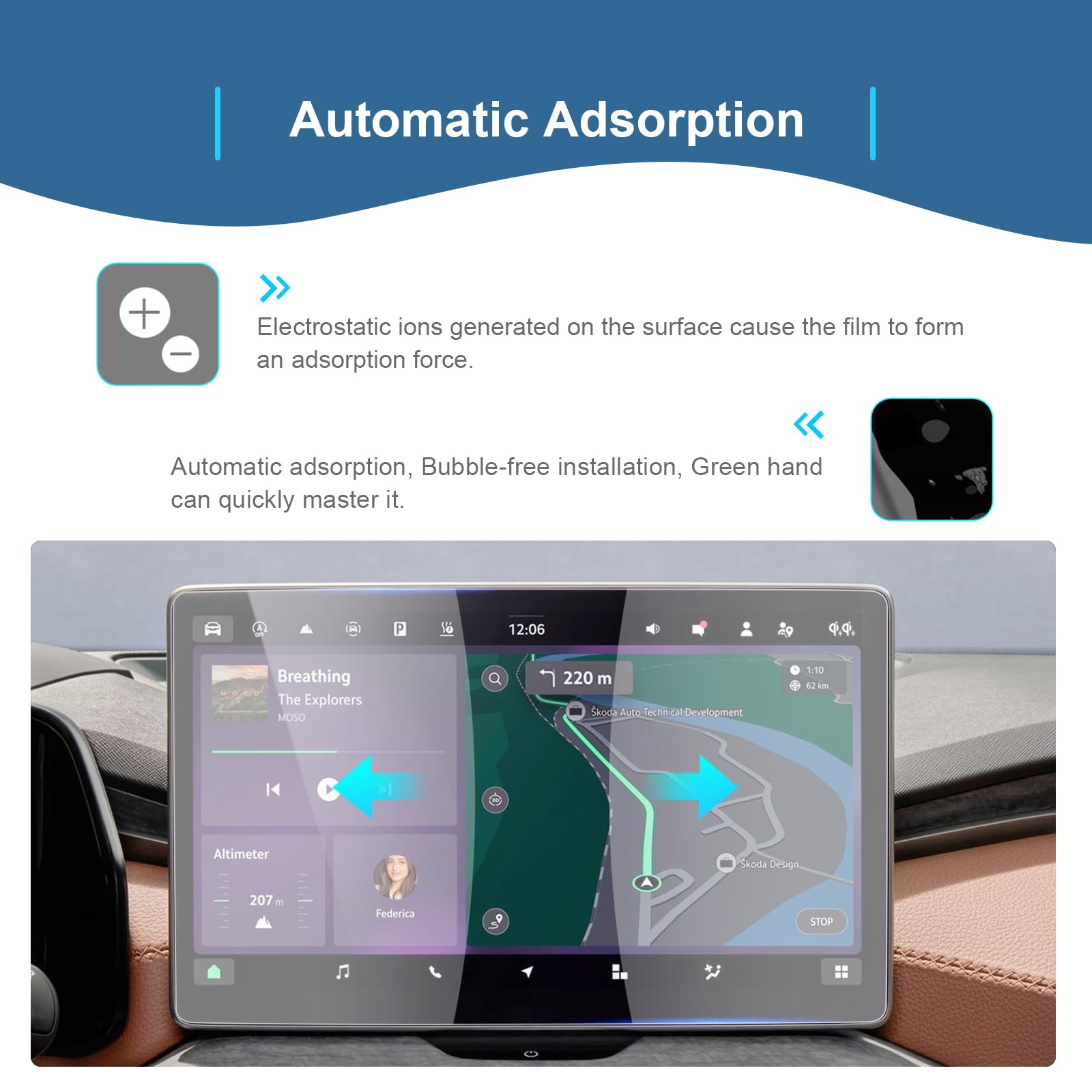 GAFAT [2 Stück] Kompatibel mit Neu Skoda Kodiaq ii 2024 2025 2026 13" Navigation Schutzfolie, 2025 Kodiaq Sportline RS vRS Nano Displayschutzfolie für 13 Zoll Kodiaq 2 Display, Stoßfest, 6H Kratzfest