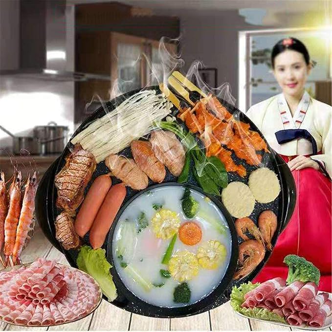 Parrilla Eléctrica Barbacoa y Olla Caliente 2 en 1 Jyuiipcz miniatura 2