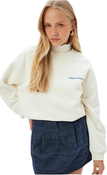 Koton Kırık Beyaz Kadın Sweatshirt, S Beden