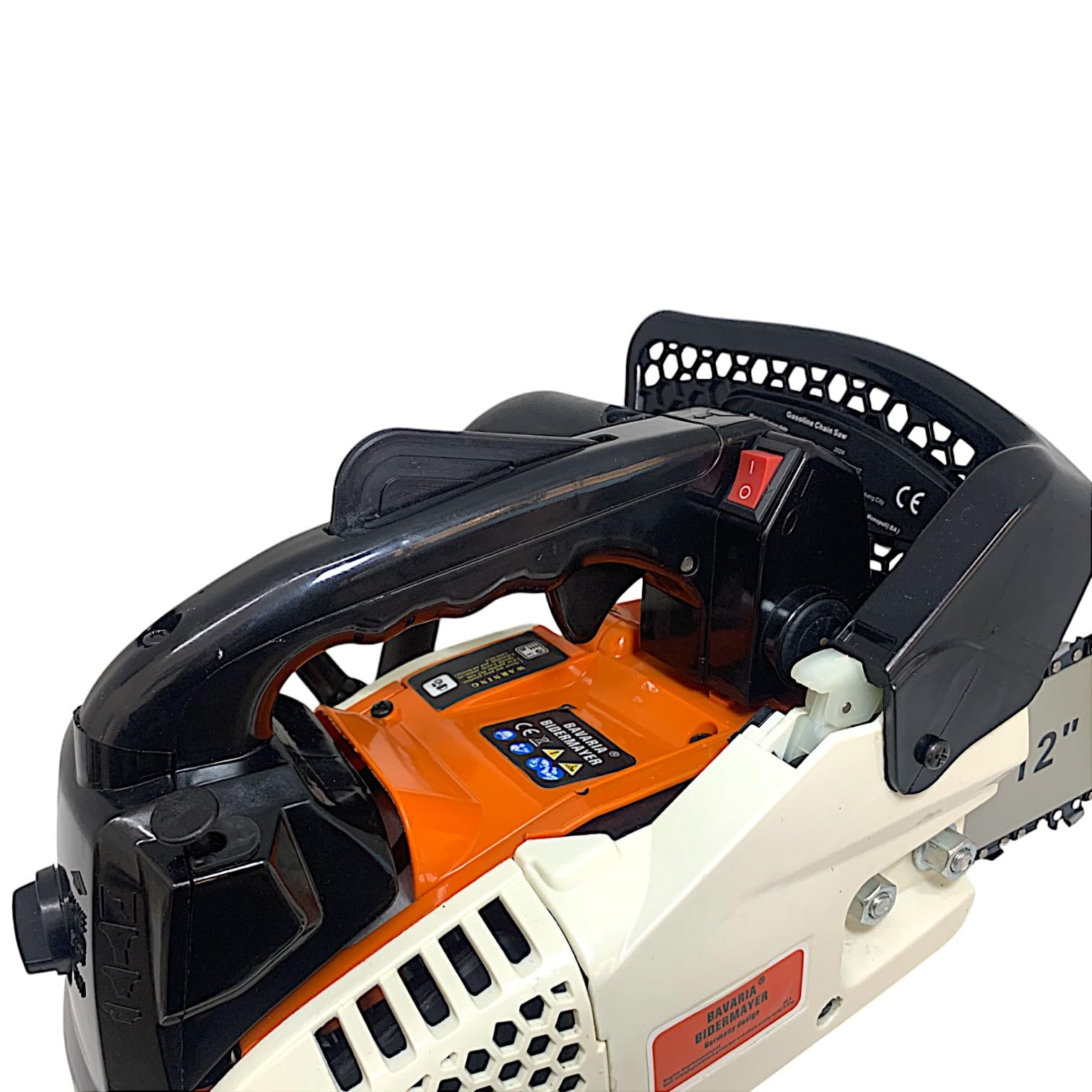 Motosega a Scoppio 25.4CC con Motore 2 Tempi da Potatura Giardinaggio con Barra da 30cm Potenza 0.9KW 12500 Giri/min Avviamento Easy-Start Sistema Antivibrazioni Kit Montaggio incluso