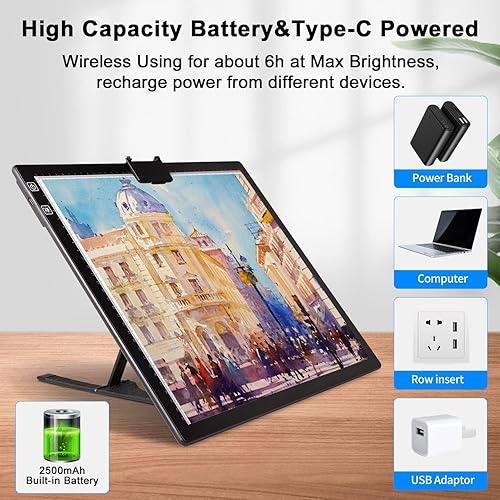 Miniatura 49 de elice - Almohadilla de luz recargable A4 con bolsa, soporte innovador y clip superior, tablero de trazado de luz brillante inalámbrico elice caja