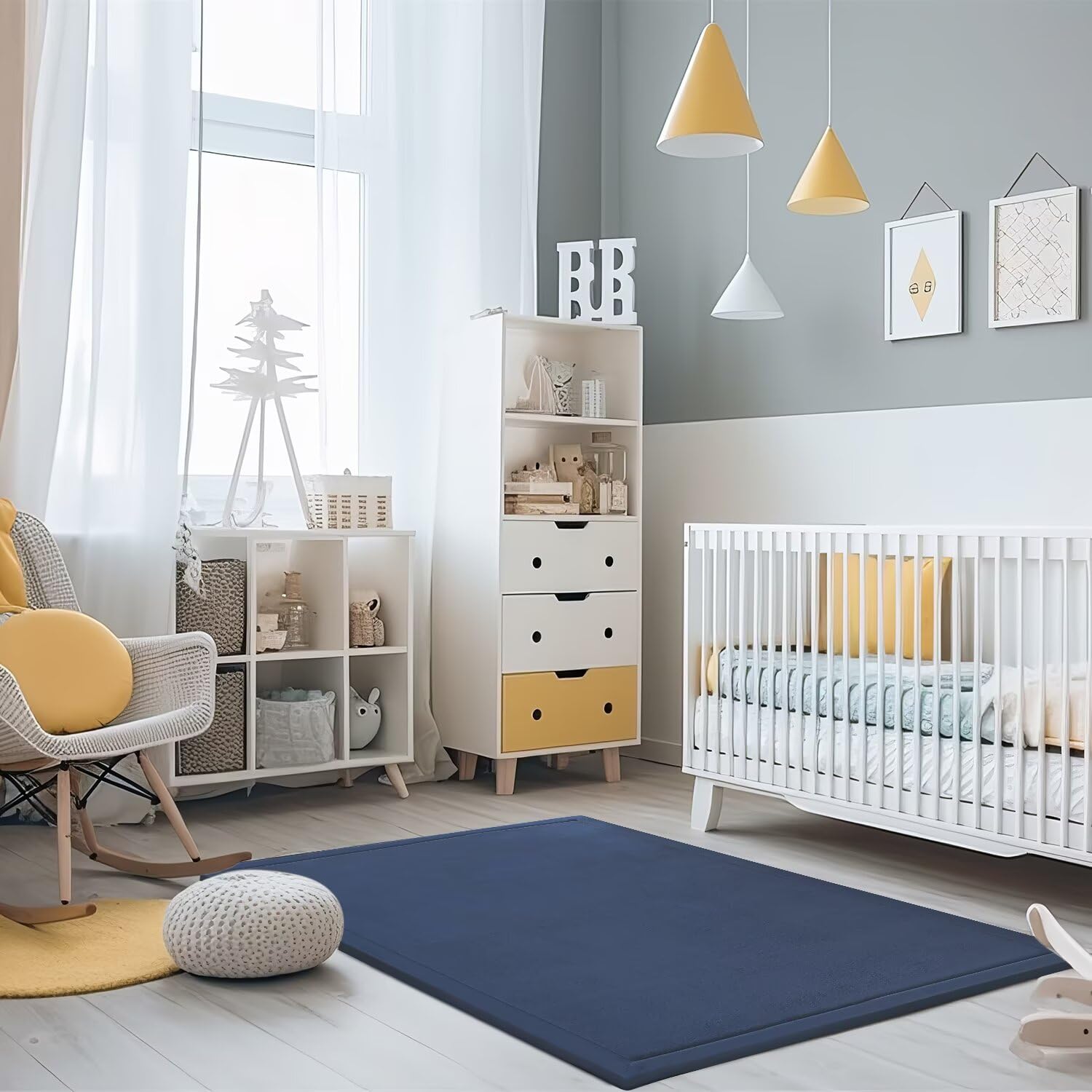 Les Enfants Plein de Velours épaississement de Couverture des Tapis Tapis Enfants antidérapante Tatami pour agrandir Jouer Tapis Salon, la Chambre du bébé, Salon (Bleu Foncé,80 * 150CM)