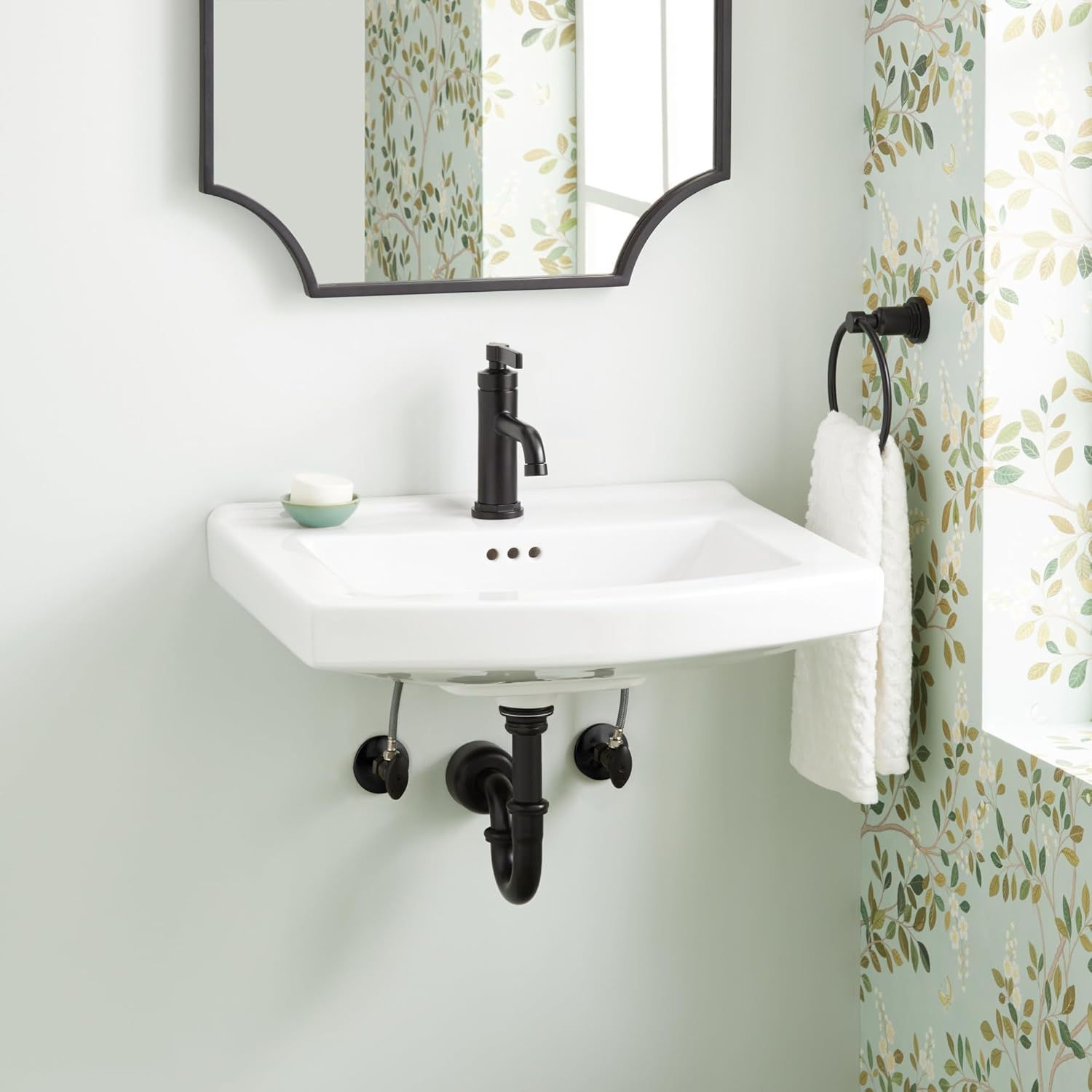 Signature Hardware 953882-1 Pennfield 24" Porcelain Wall-Mounted Bathroom Sink with Overflow and Single Faucet Hole - White