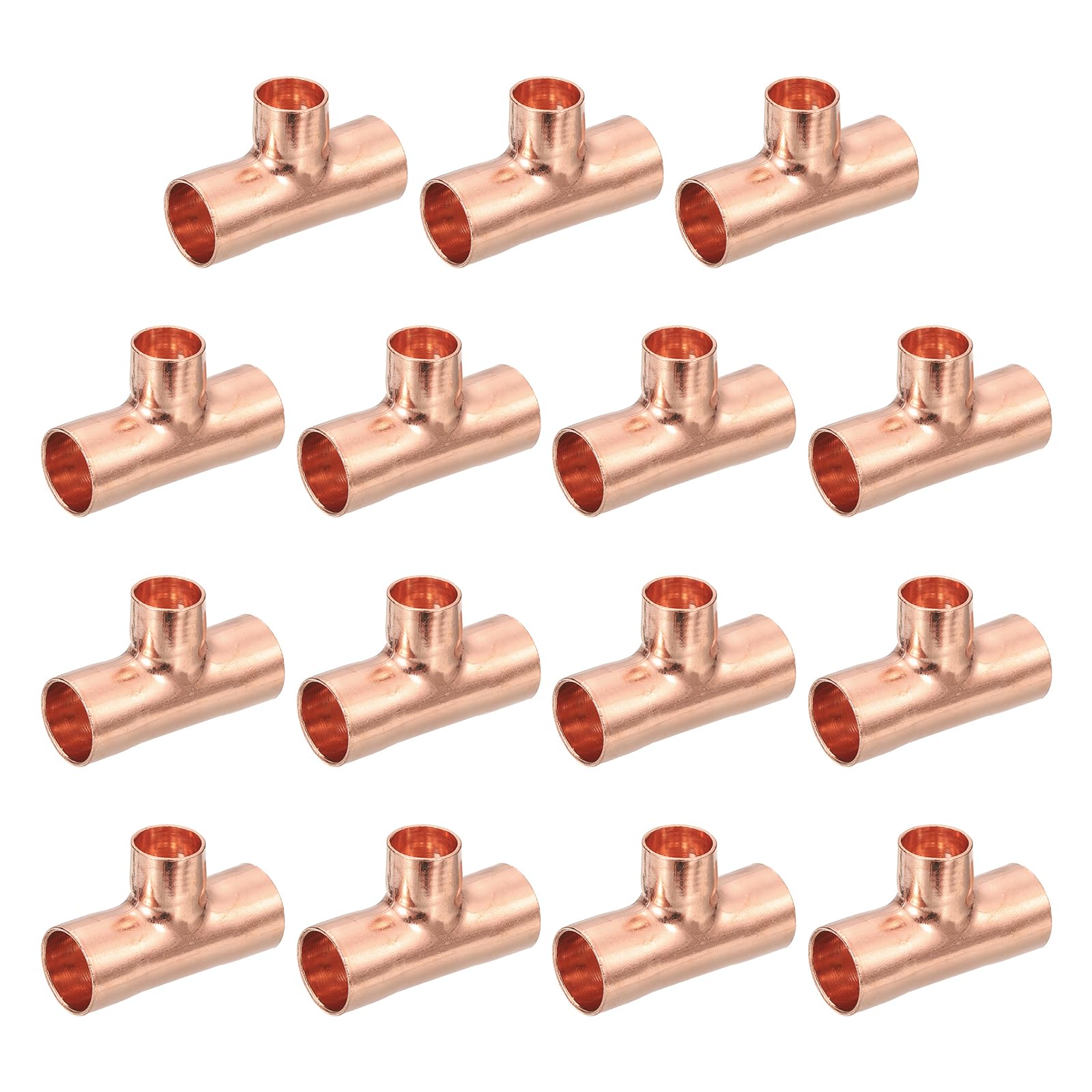 uxcell 25 raccordi a T riduttori in rame da 1/2 "x 3/8" x 1/2" per tubi di pressione ridotti per alimentazione idraulica e refrigerazione