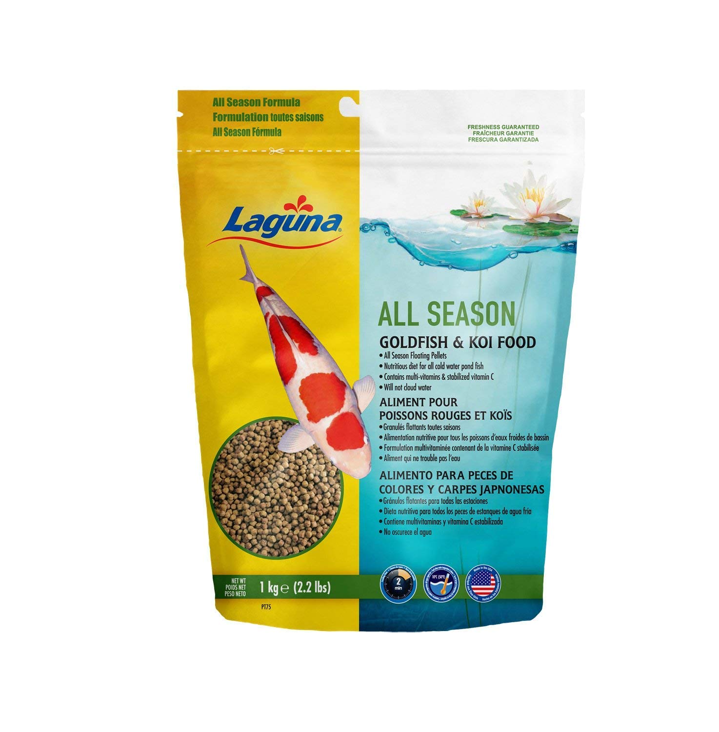 Nourriture flottante pour poissons rouges et koï LAGUNA - Sac de 1 kg toutes saisons