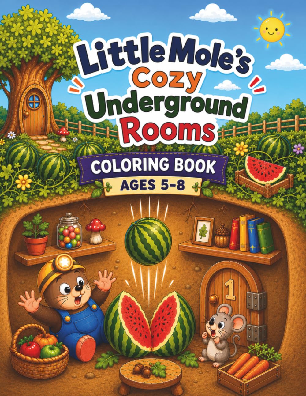 Little Mole's Cozy Underground Rooms: Coloring Book for Kids Ages 5-8