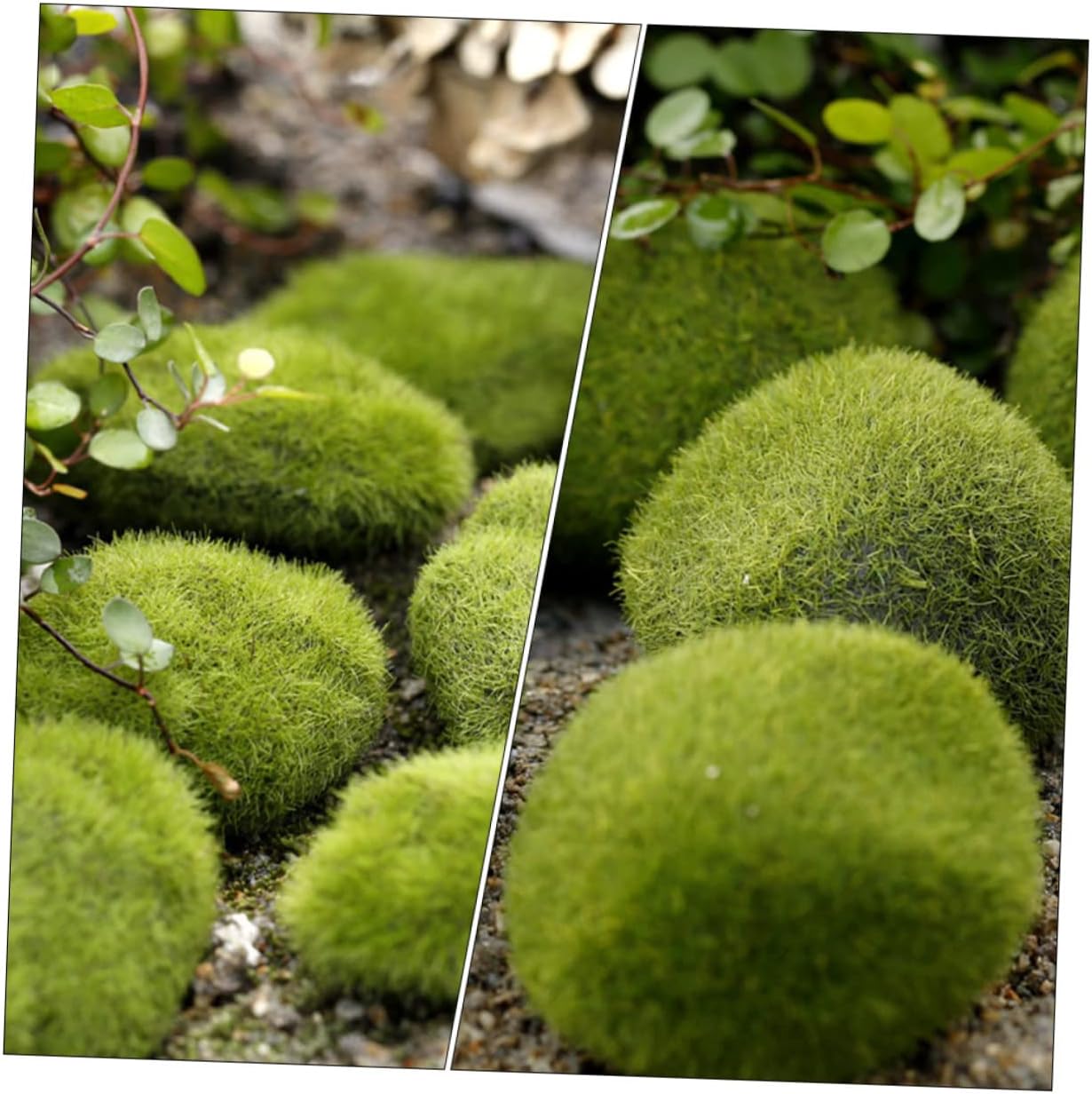 Tofficu 20pcs Artificial Moss Stones for Miniature Gardens Realistic Decorative Mossy Rocks for Bonsai Fish Tanks and Floral Arrangements