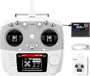 Radiolink T12D 12 Channels RC Transmitter and R12F Receiver, ELRS Long-Range Module Support, 2.4GHz Remote Radio Controller for RC Airplane, Drone, Car, Boat and More (Mode 2)