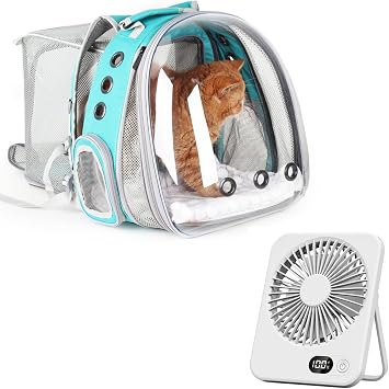 Bubble Expandable Cat Backpack for Puppies and Small Pets with Mini Fan