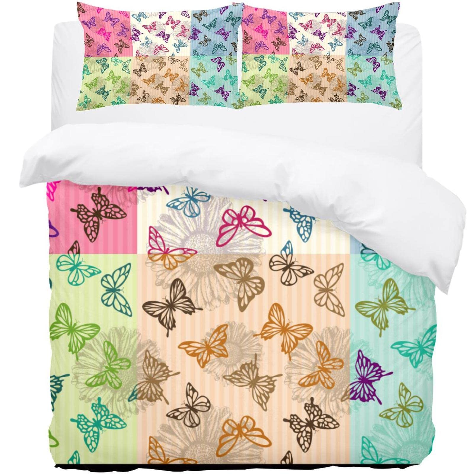 Parure de lit 3 pièces papillon vintage pour rafraîchir le style d'une chambre