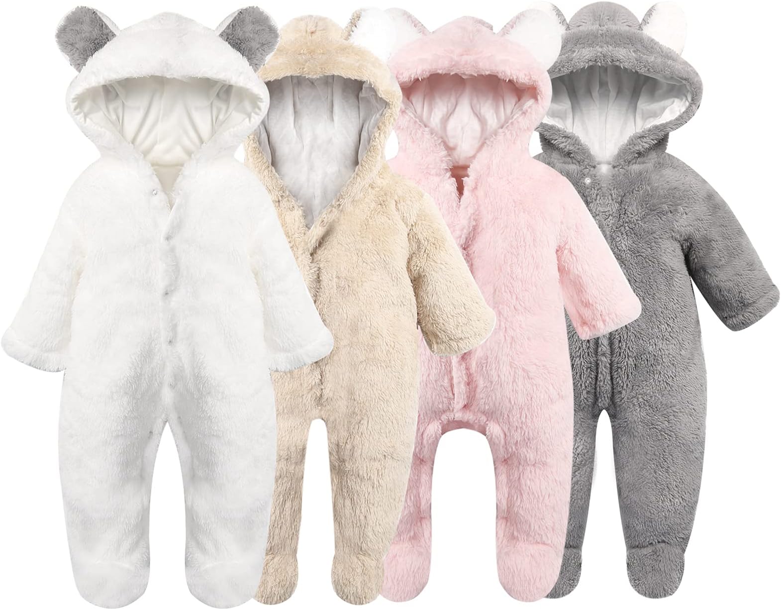 HaokainiNewborn Bear Warmer Snowsuit Cotton Fleece Hooded Romper Jumpsuit for Baby Girl Boy