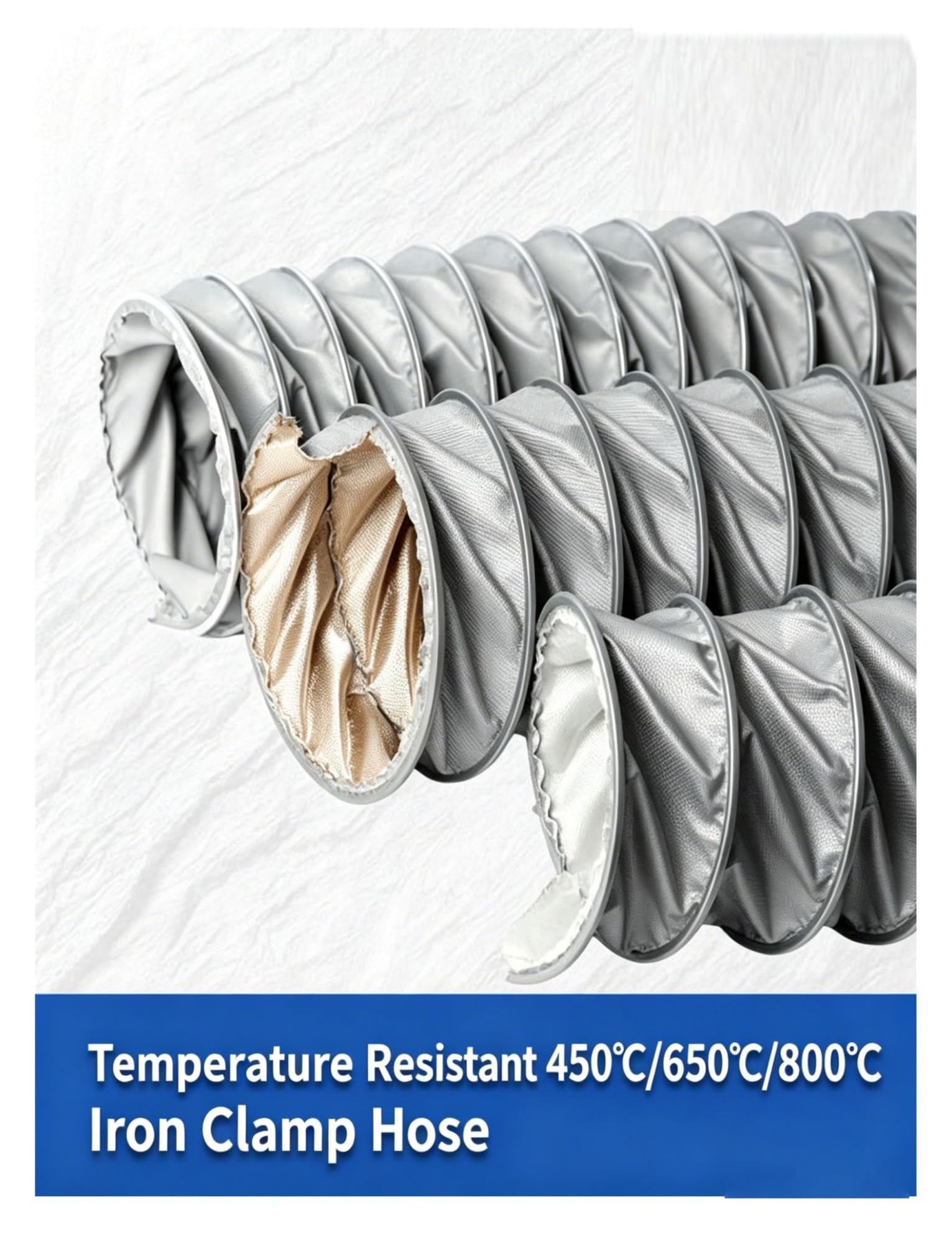 Manguera de ventilación resistente al calor, conducto flexible para escape de humo de caldera industrial, extracción de humos de soldadura, transferencia de aire, 5 m de longitud, 18 cm de diámetro