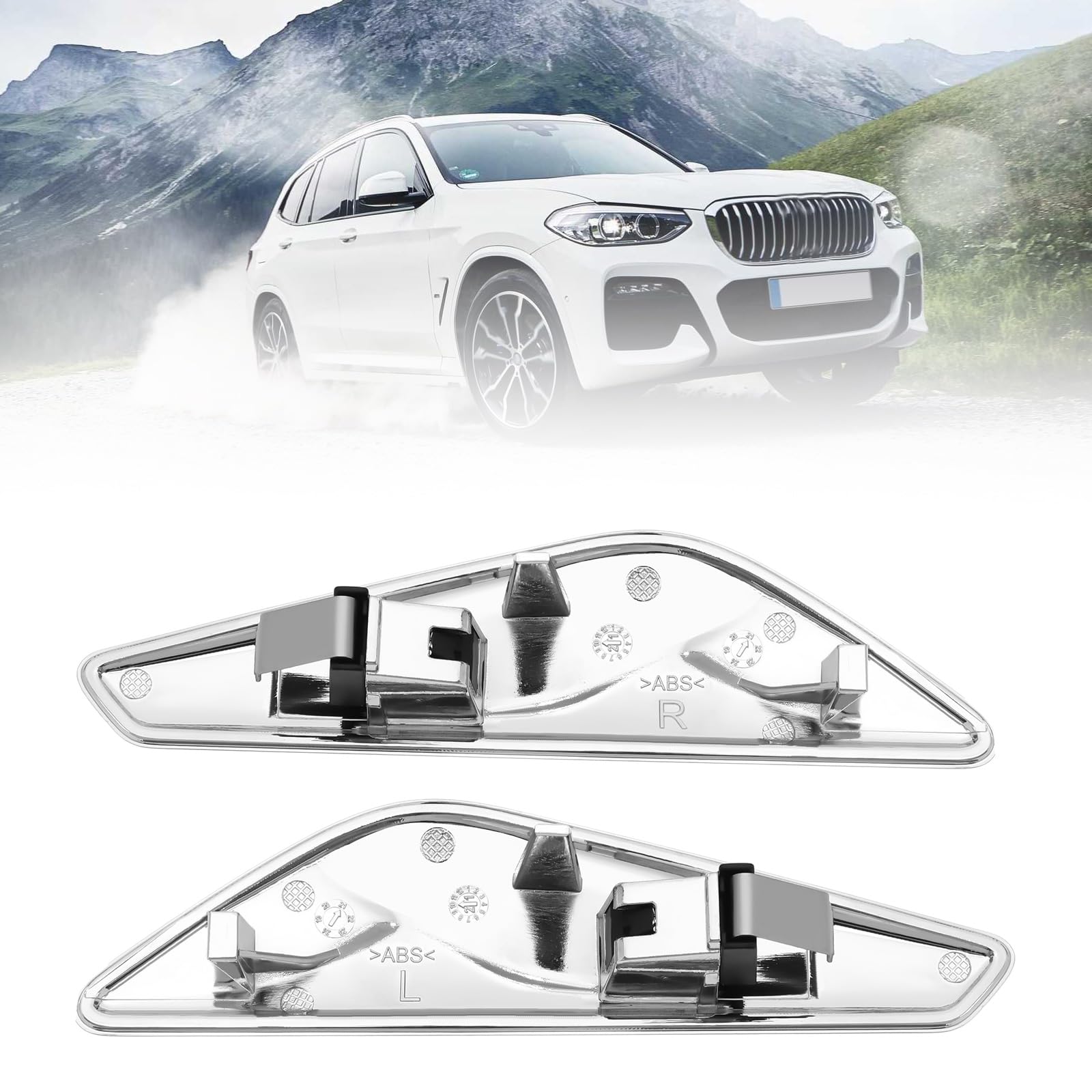 Set Di 2 Carenature Parafango Anteriore Cromate Baceyong Per BMW X3 X4 F25 F26 2015-2018 – ABS Con Nastro Adesivo - 3