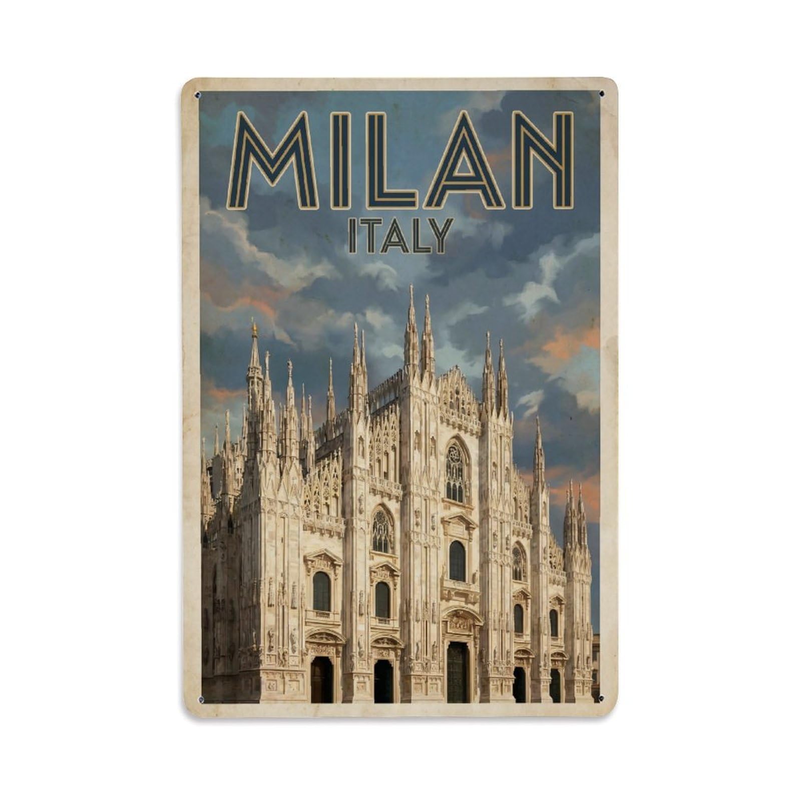 Retro Italy Milan Travel Metal Tin Sign