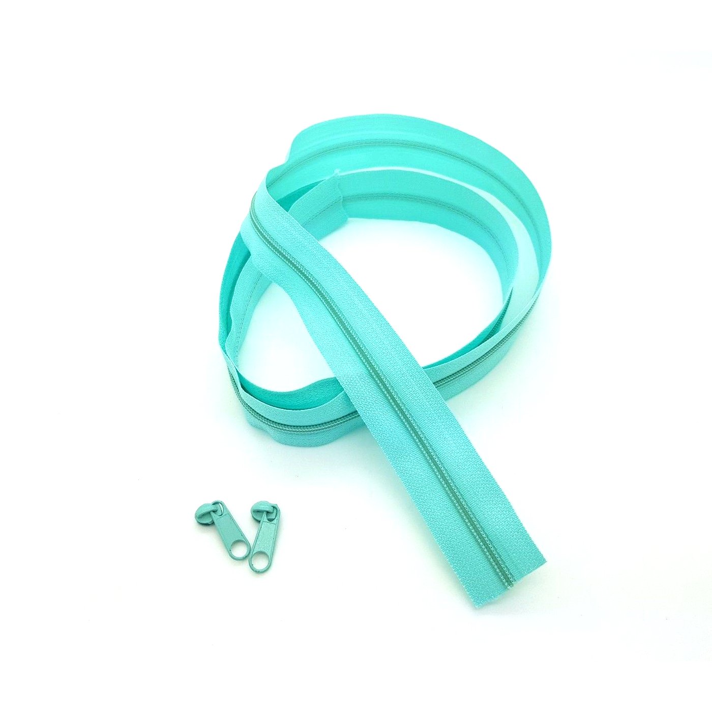 SolaDirect Zipper Tape Size #3 Nylon Coil Spiral Continuous Zip Zipper + 2 Sliders per 1 Metre for Clothes Jacket Coat Backpack DIY Crafts (Turquoise 201, 10 Metres + 20 Sliders) โ image 1