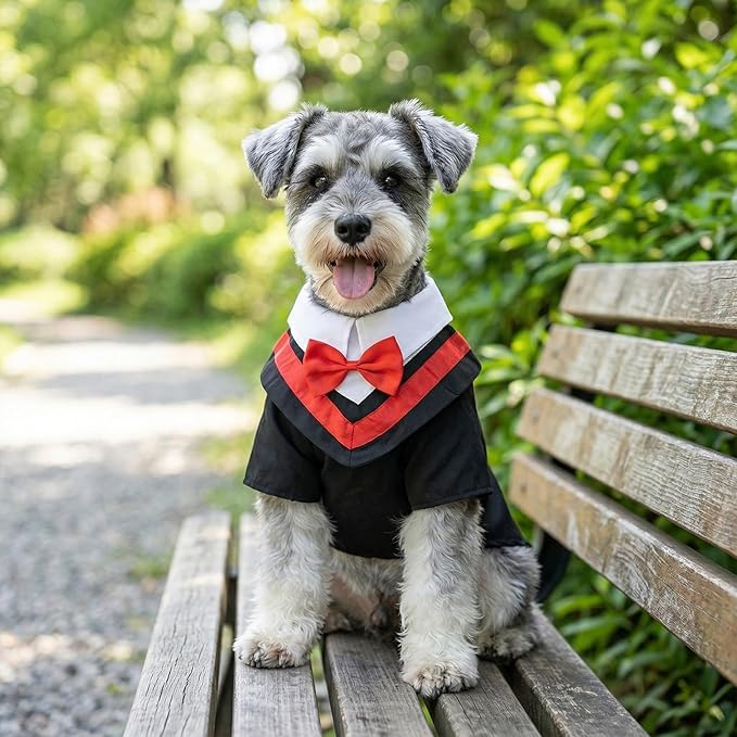 Disfraz de Graduación para Perro, Toga y Corbata Roja miniatura 6