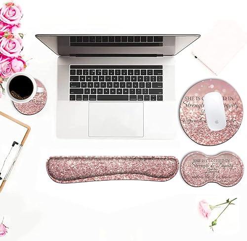 Miniatura 4 de Juego de alfombrilla ergonómica para mouse con soporte de muñeca y reposamuñecas para teclado para laptop, juegos y oficina, duradera, cómoda y