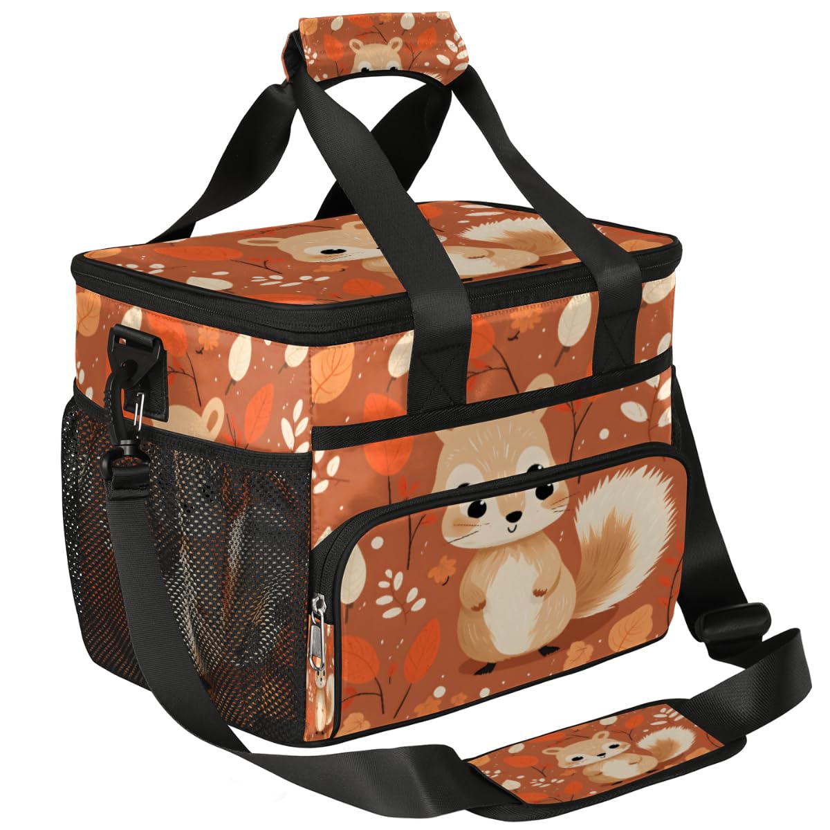 Fall Squirrel Insulated Picnic Backpack Lunch Box for Women Men Picnic Basket Tote Lunch Bag Picnic Bag Portable Lunch Bags for Picnic, Beach, Work, Trip,Office, Camp Squirrel