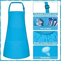 Vista 3 de Conjunto de Delantal y Gorro de Chef para Niños, Delantal Infantil Ajustable con 2 Bolsillos, para Niños Chef y Pintura, Cocinar, Hornear Azul