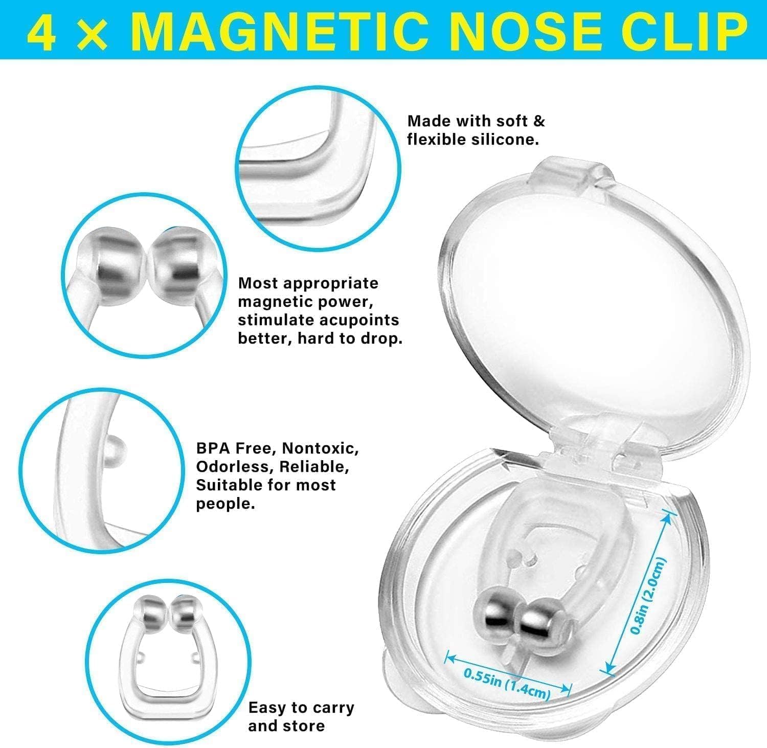 KSSKSS Small Anti Snoring Nose Clip for Men & Women | Magnetic Nose Strips for Breathing | Snoring Stopper for Men | Snoring Stopper for Women Nose | Anti Snoring WonderAdjustable Devices Power Pro for Peaceful Sleep — Amazon image 5
