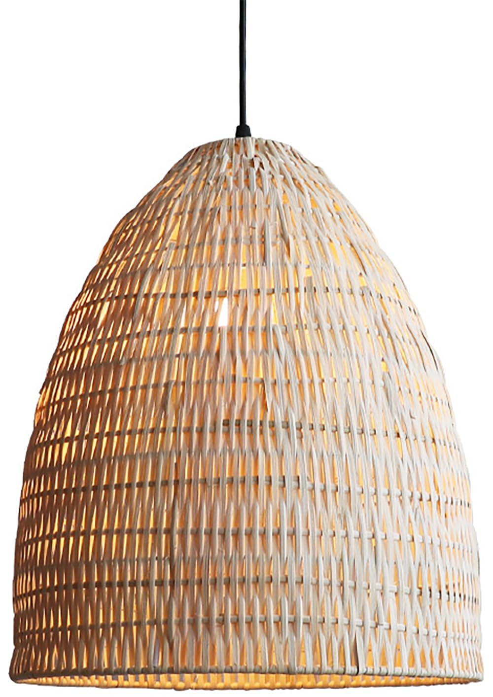 Lustre rotin bohème 17,7 pouces abat-jour panier osier tressé suspension luminaire salon
