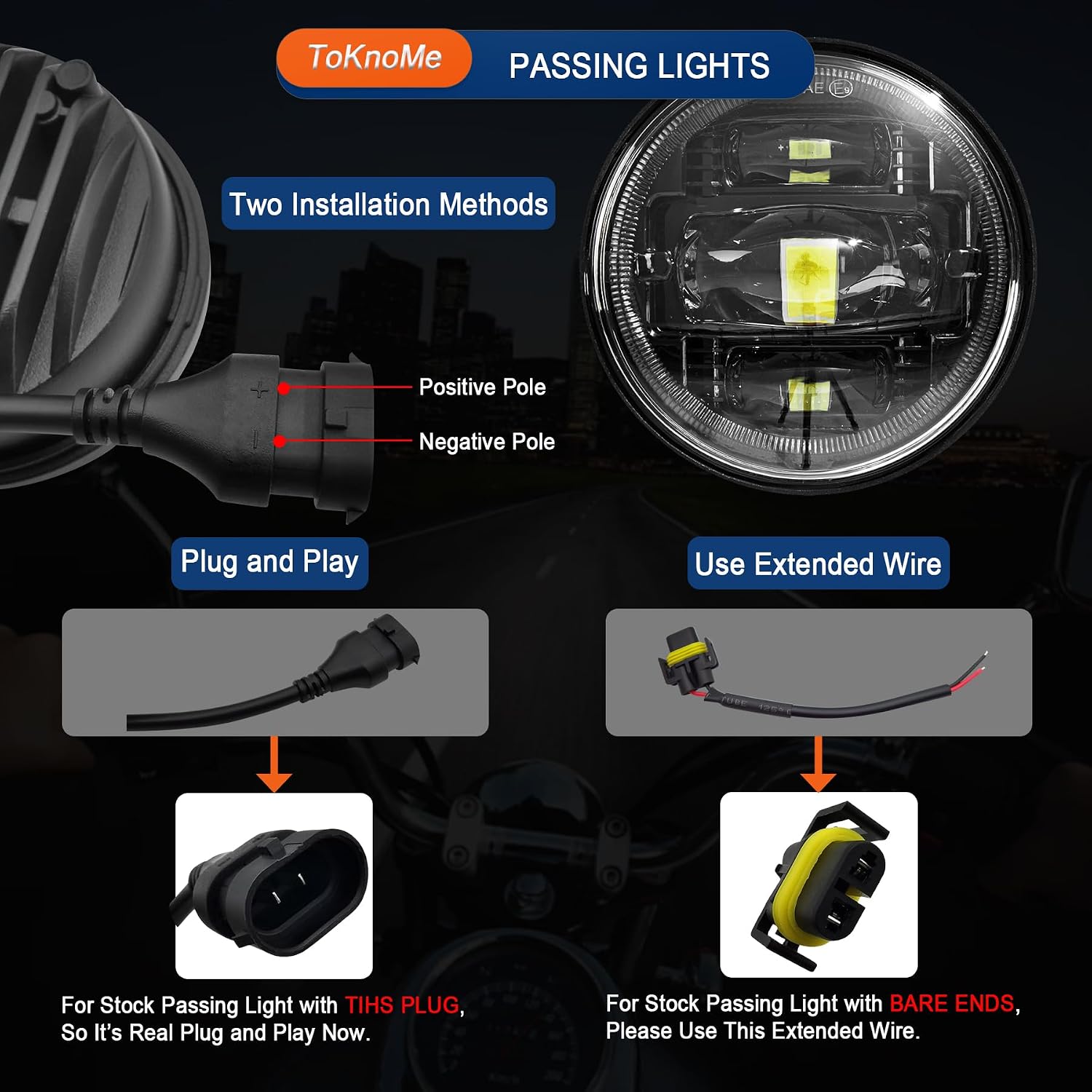 Black 7" inch LED Headlight Fog Passing Lights Motorcycle Lamp Compatible with Harley Davidson Touring Road King Ultra Classic Electra Street Glide Tri Cvo Heritage Fat Boy Softail