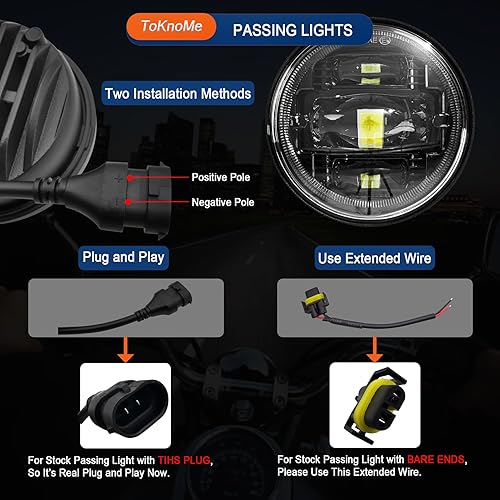 Miniatura 5 de ToKnoMe Faro delantero LED negro de 7 pulgadas, luces antiniebla para motocicleta, compatible con Harley Davidson Touring Road King Ultra Classic