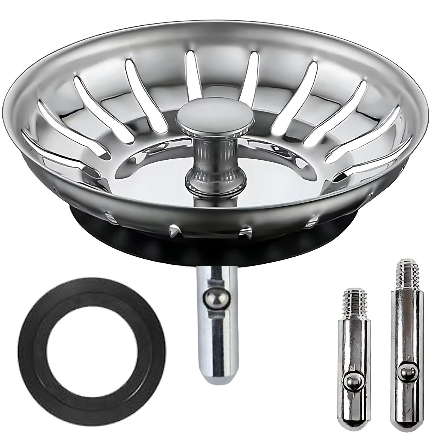 2 Tappi Lavandino Acciaio Inox 304 - Diametro 78mm, Universali - Foto 2