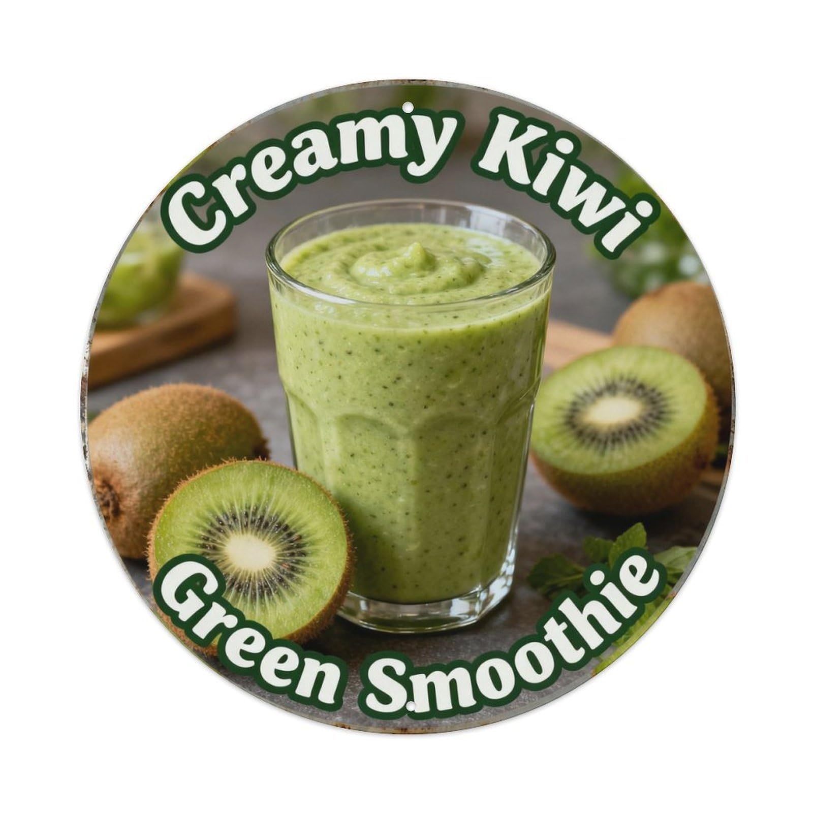 Creamy Kiwi Green Smoothie Metal Tin Sign Plaque