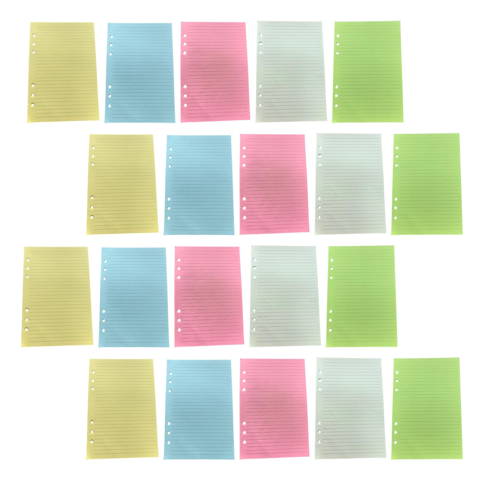Papel Suelto para Cuaderno A5 de 6 Agujeros, 5 Libros 50 Hojas cada Uno, Doble Cara, Portátil y Evita Tinta Traspase, Adecuado para Planificación y Estudio