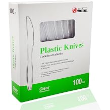Jacent Disposable Clear Plastic Knives, Plastic Cutlery Utensils for Parties, Picnics, Office Home & School - 100 Count