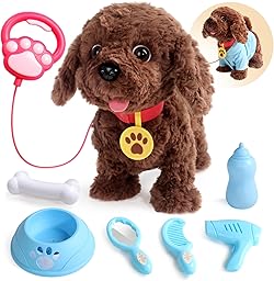 jerryvon Hund Spielzeug Kinder-Spielzeug Ab 2 Jahre Mädchen Dog Spiel Kuscheltier Hund Mit Leine der Läuft und Bellt Interaktiver Laufender Hund Für Kinder Junge Mädchen 2 3 4 Jahre Geschenkideen