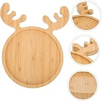 Vista 7 de Angoily Bandeja de madera para servir de Navidad, cornamentas de reno, bandeja para sushi sashimi, bandeja para aperitivos, postres, dulces