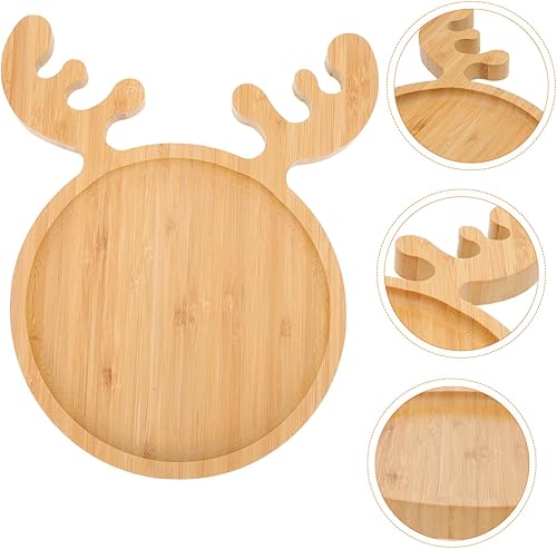 Miniatura 7 de Angoily Bandeja de madera para servir de Navidad, cornamentas de reno, bandeja para sushi sashimi, bandeja para aperitivos, postres, dulces, para