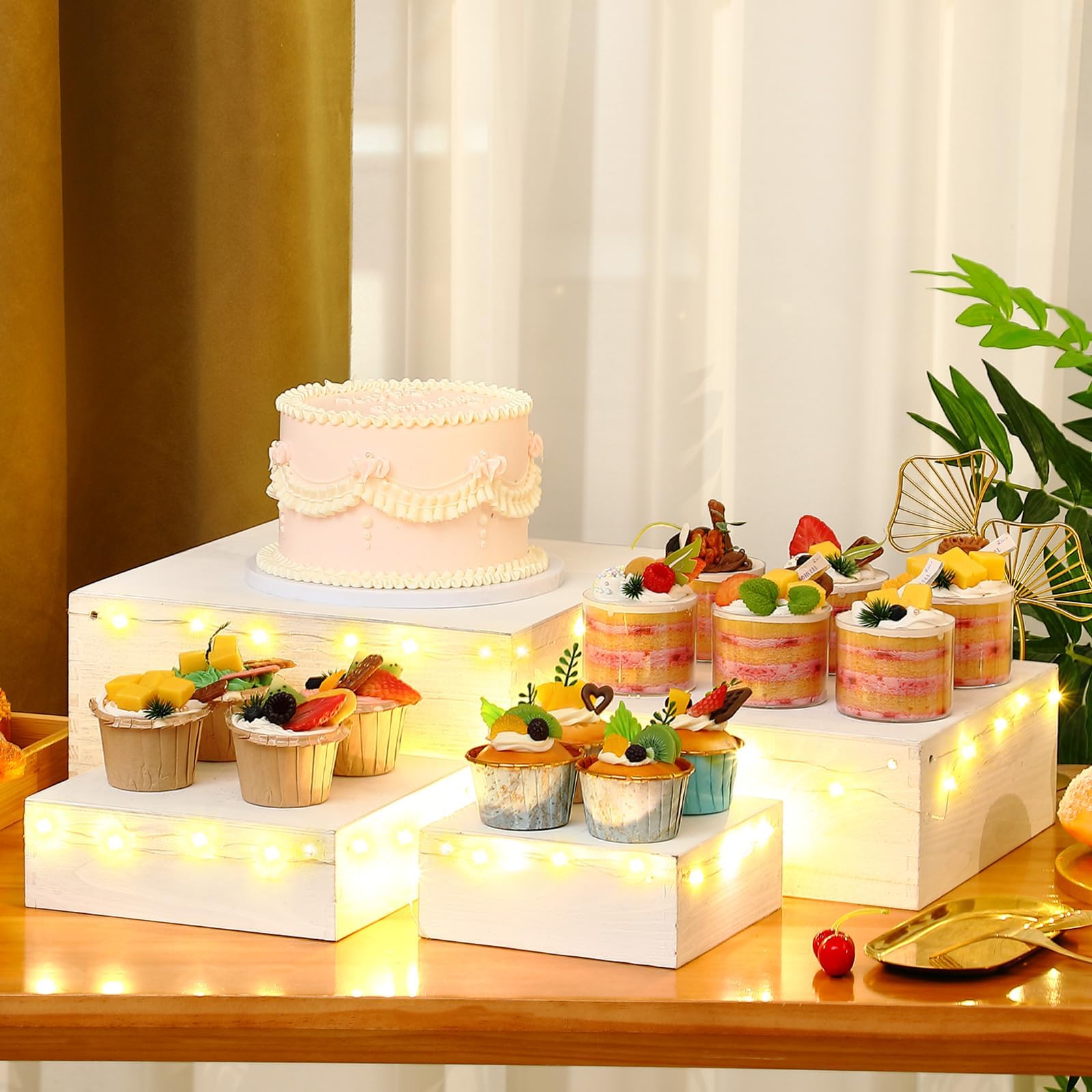 Amazon.com: Nitial 4 Pcs Display Party Food Rustic Risers for Wooden ...