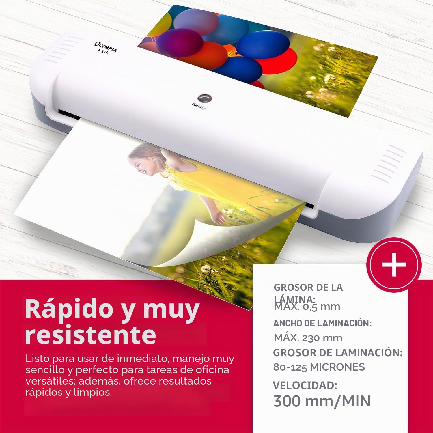 Olympia A210 Plastificadora 4 en 1 A4 | Juego de Laminación A4 | Laminadora | Calefacción Rápida | Laminadora, Cortadora de Papel y Redondeadora de Esquinas | Ideal para Oficina, Escuela y Hogar |