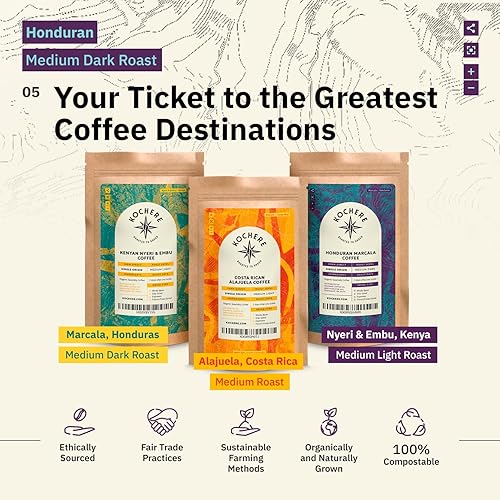 Miniatura 6 de Café molido hondureño de origen único, café orgánico especializado - Comercio justo, tostado medio oscuro, granos de café 100% arábica - Tostado a