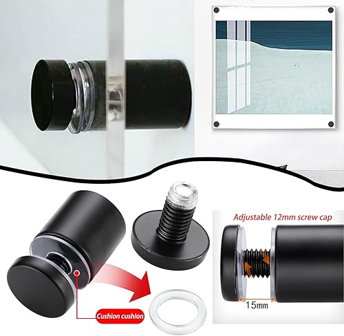 Miniatura 3 de Tornillos de separación para letreros, 8 unidades (34 x 1 pulgada, negro) tornillos de separación de acero inoxidable, clavos publicitarios,