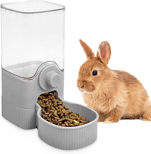Fhiny Rabbit Food Dispenser, 40oz Large Capacity Hanging Gravity Bunny