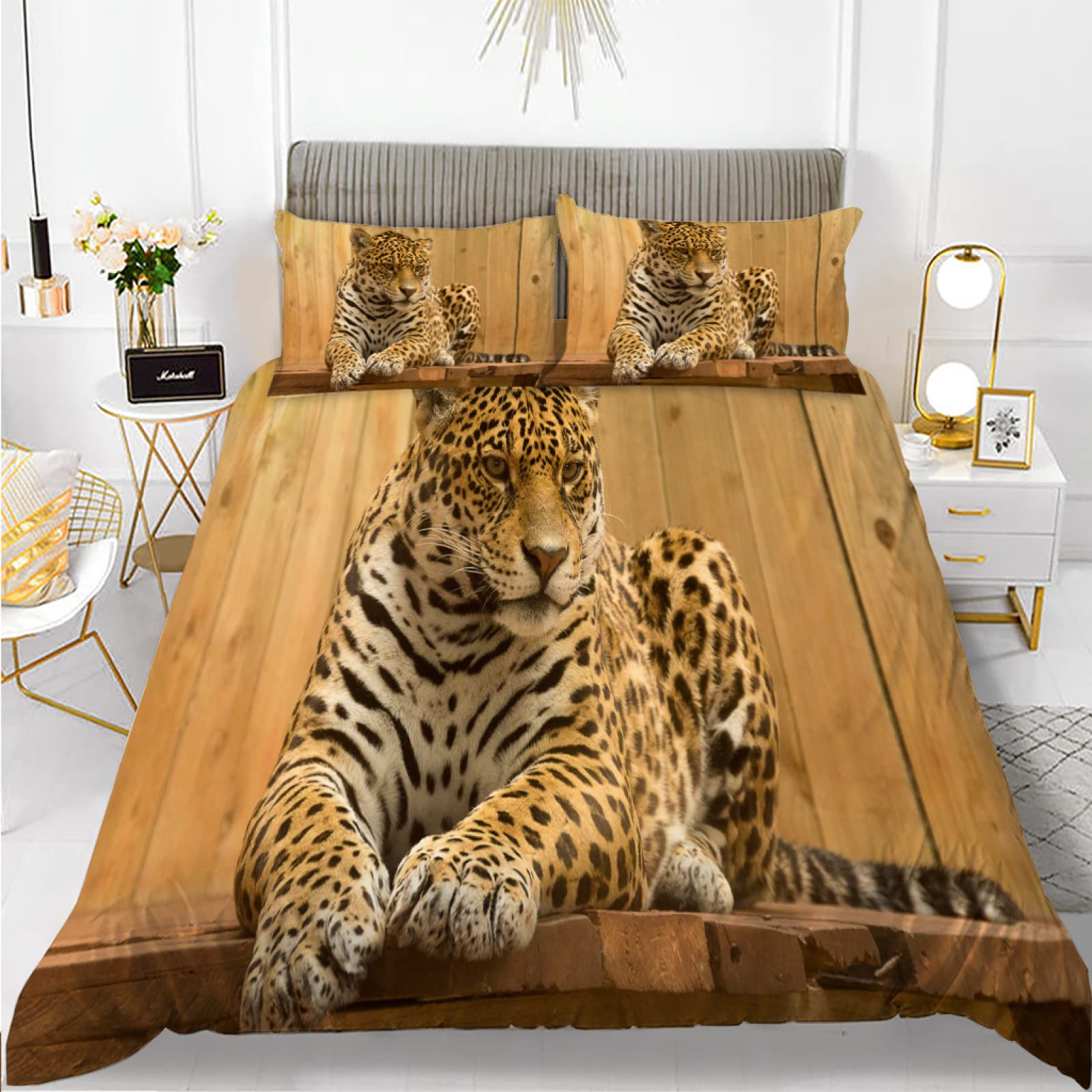 Housse de couette tigre jaune 240x260 pour transformer votre lit en nid douillet