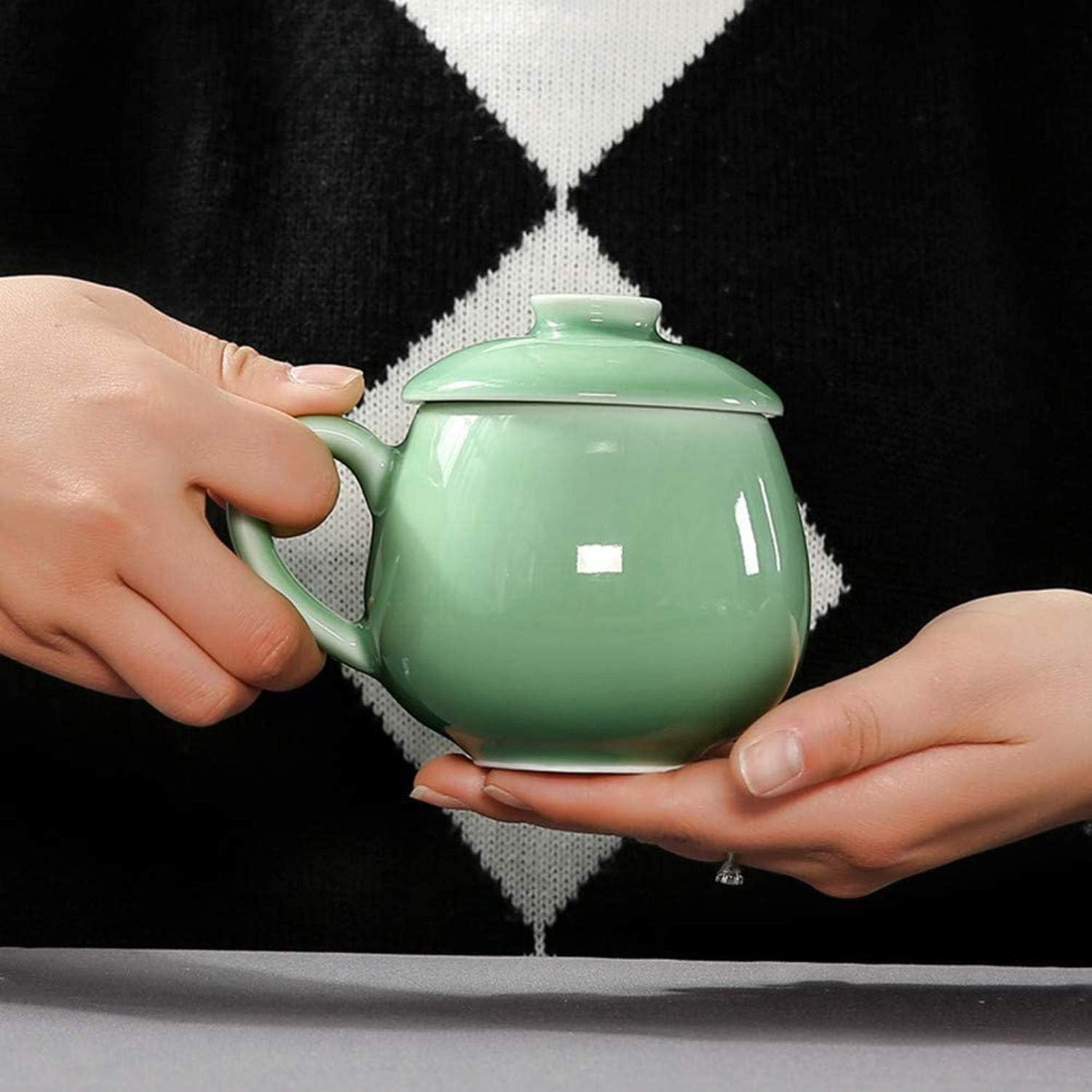 Ceramic Coffee Cup Porcelain Mug Water Mug With Lid Olive Green