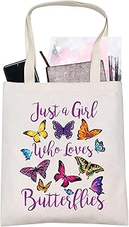 LEVLO Funny Butterfly Cosmetic Make up Bag Animal Lover Gift Just A Girl Who Loves Butterflies Makeup Zipper Pouch Bag Butterflies Lover Gift For Women Girls, Butterflies Tote, Tote Bag