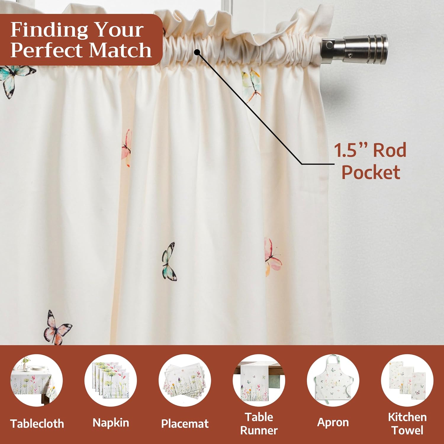 Maison d' Hermine Kitchen Curtain Set for Windows 100% Cotton Set of Kitchen Curtain Valance for Home [2 Tier (28"X36") and 1 Valance (56"X18")] Café Gifts for Mothers Day (Botanical Fresh)
